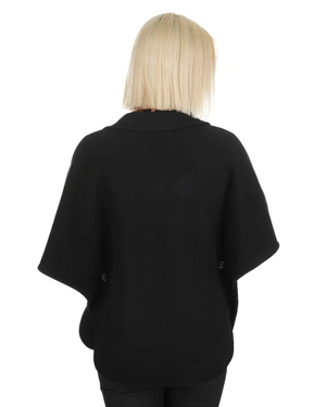 Short black wool coat – poncho style | Jackets and Coats - 5