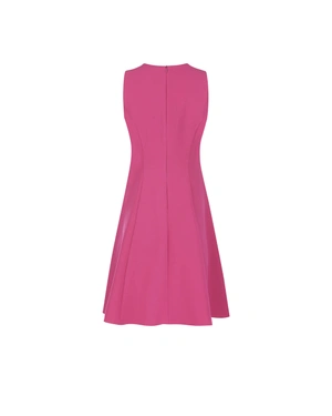 Short fuchsia dress with statement collar and clean silhouette | Dresses - 3