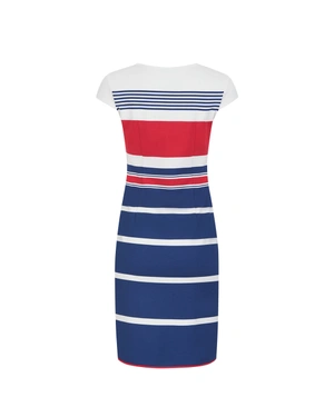 Short-sleeved striped bodycon dress with a red accent | Casual - 8