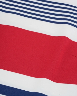 Short-sleeved striped bodycon dress with a red accent | Casual - 9