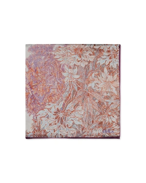 Foulard en soie avec un imprimé floral délicat en menthe et rose poudré | Foulards - 1