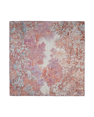Foulard en soie avec un imprimé floral délicat en menthe et rose poudré | Foulards - 2