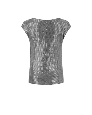 Silver blouse with short sleeves and a Greek neckline | Blouses and Shirts - 1