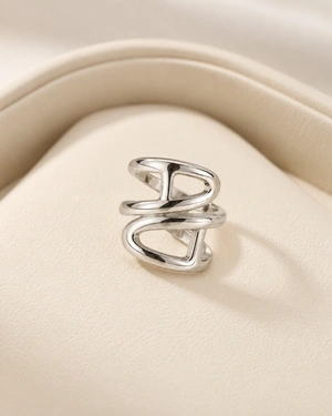 Silver scarf ring with artistic logo design | Accessories - 1