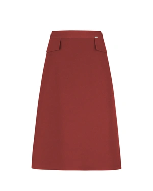 Jupe en brique mate, avec une silhouette en A et des poches décoratives | Jupes - 7