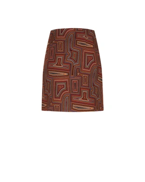 Fustă caramizie cu model geometric | Fuste - 8