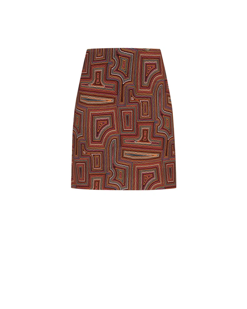 Skirt in terracotta with a geometric pattern | Skirts and Shorts