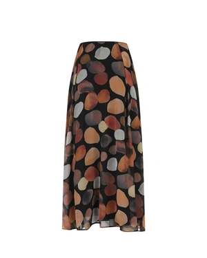 Skirt made of recycled polyester with geometric earthy print | Skirts and Shorts - 1