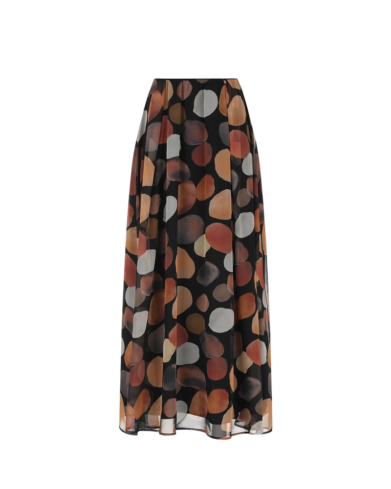 Skirt made of recycled polyester with geometric earthy print | Skirts and Shorts