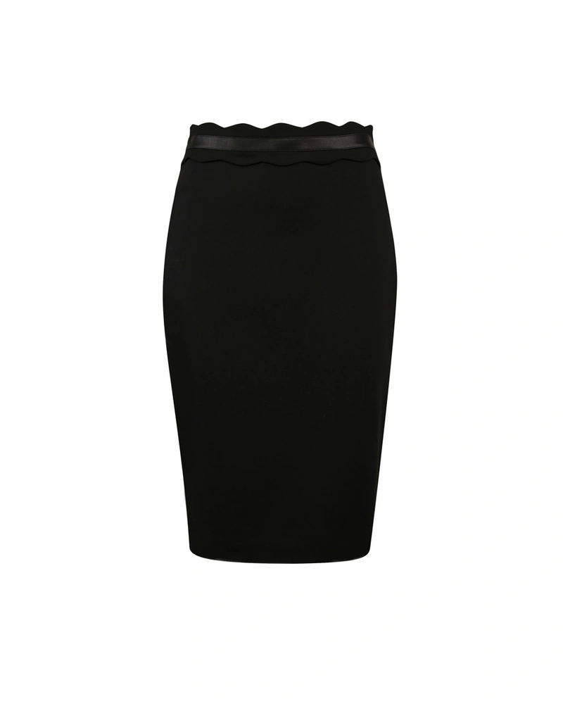 Skirt with leather detail | 