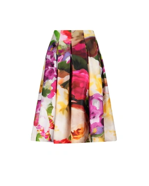 Skirt with pleats, knee-length, and vibrant floral print | SUMMER COLLECTION OUTLET - 1