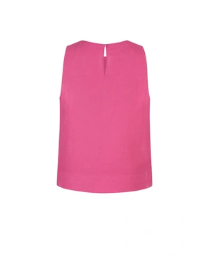 Sleeveless linen blouse in fuchsia with decorative side buttons | T-shirts - 4