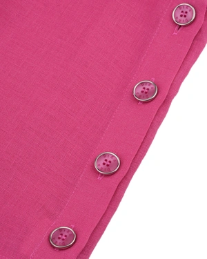 Sleeveless linen blouse in fuchsia with decorative side buttons | T-shirts - 5