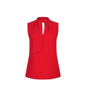 Sleeveless red blouse with neckline detail | Blouses and Shirts - 3