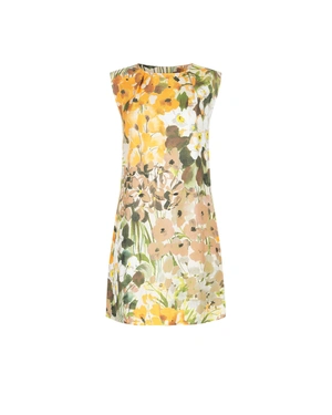 Sleeveless summer dress with a vibrant floral print in warm tones | Dresses - 1