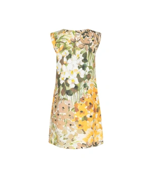 Sleeveless summer dress with a vibrant floral print in warm tones | Dresses - 2