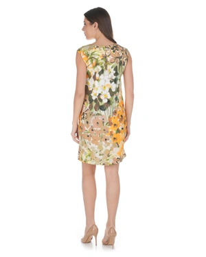 Sleeveless summer dress with a vibrant floral print in warm tones | Dresses - 5