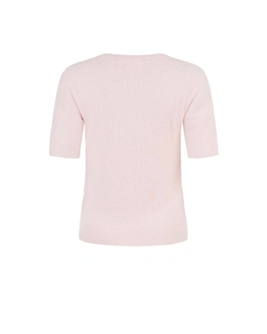 Pull doux rose poudré à manches courtes |  - 8