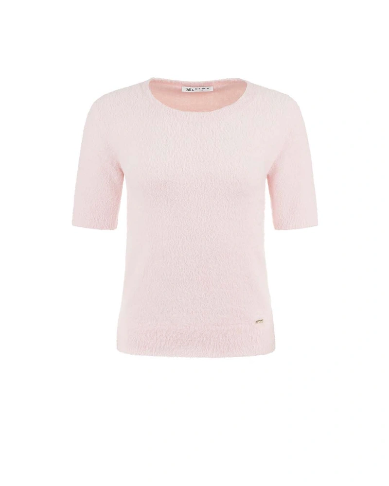 Soft powder pink short-sleeve sweater | Knitwear