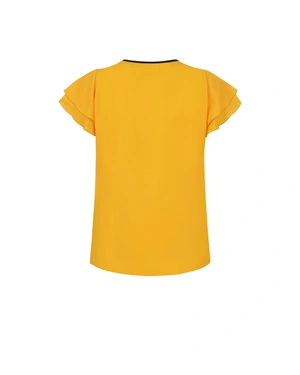Spring blouse in mustard color with flutter sleeves | Blouses - 3