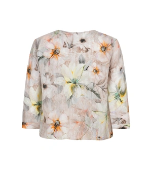 Bluza de primavara din lyocell, cu imprimeu floral in nuante gri-roz | Bluze - 1