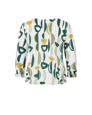 Blouse printanière en viscose, avec des manches 7/8 et un col rond, ornée d’un motif stylisé | Blouses | Dika.com - 1 Blouse printanière en viscose, avec des manches 7/8 et un col rond, ornée d’un motif stylisé | Blouses - 1