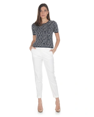 Spring knit short-sleeve top in dark blue and beige | NEW - 11