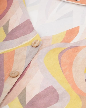 Chemise de printemps à manches courtes avec motif stylisé dans des tons pastel terreux | Chemises - 4