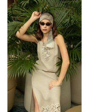 Квадратен шал със стилизиран акварелен индийски мотив | Шалове - 7