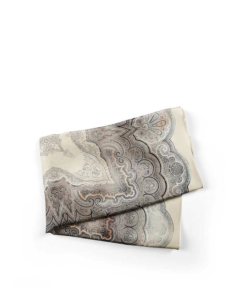 Square scarf with a stylized watercolor paisley print | Scarfs