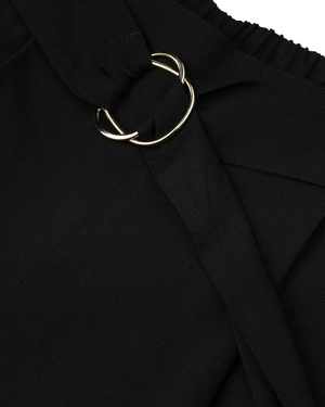 Straight black viscose pants, with a textile belt with buckle | Trousers | Dika.test - 4 Straight black viscose pants, with a textile belt with buckle | Trousers - 4