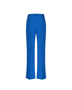 Straight, blue, summer pants with a fabric belt with logo | Trousers | Outlet DiKa - 1 Straight, blue, summer pants with a fabric belt with logo | Trousers - 1