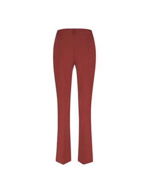Pantaloni drepți cu tiv, curea cu nuci, culoare cărămizie mată | Pantaloni și Colanți - 1