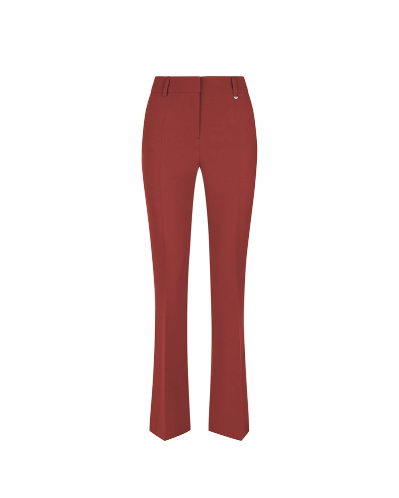 Pantalone sa ravnim nogavicama, provlakama za kaiš u ključnoj boji ove sezone - mat cigla | Pantalone i Helanke