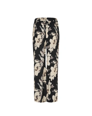 Straight pants - made of viscose with a black-and-white floral pattern | Trousers - 1