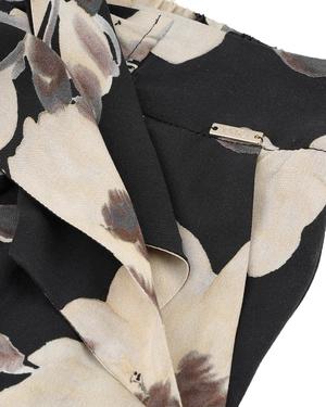 Straight pants - made of viscose with a black-and-white floral pattern | Trousers - 2