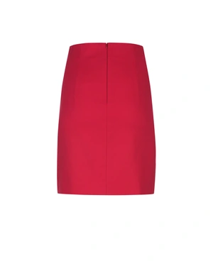 Jupe droite rouge à taille haute avec boutons décoratifs | Business - 1