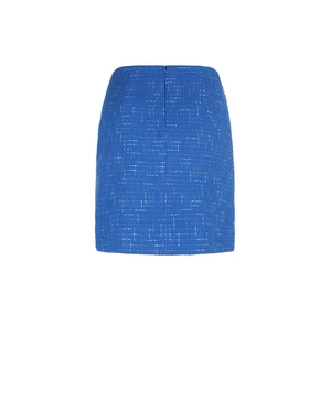 Straight royal blue tweed skirt with front detail | Skirts and Shorts - 1