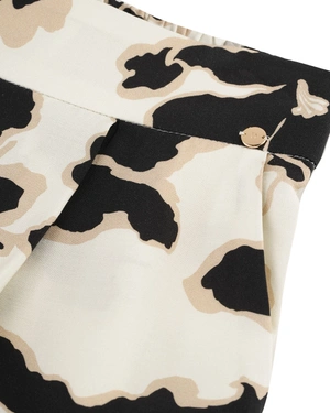 Straight trousers - pajama style, viscose with contrasting floral print | Trousers and Leggings - 2
