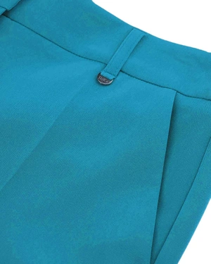 Straight trousers with a crease, belt with loops, in crystal turquoise color | Trousers and Leggings - 2