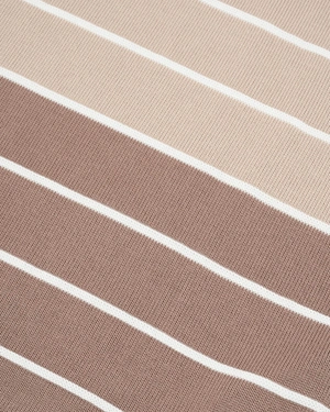 Striped knitted women's sweater in beige tones | Pullovers - 5