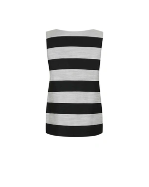 Striped sleeveless blouse in viscose, rayon, and linen blend | Blouses - 1