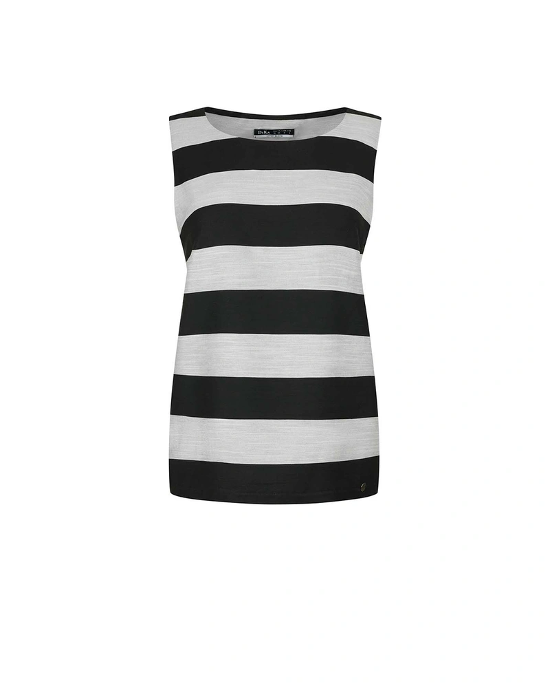 Striped sleeveless blouse in viscose, rayon, and linen blend | Blouses and Shirts