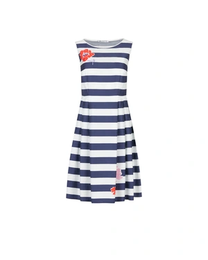 Striped sleeveless cotton summer dress with floral detail | OUTLET SUMMER | Dika.test Striped sleeveless cotton summer dress with floral detail | OUTLET SUMMER