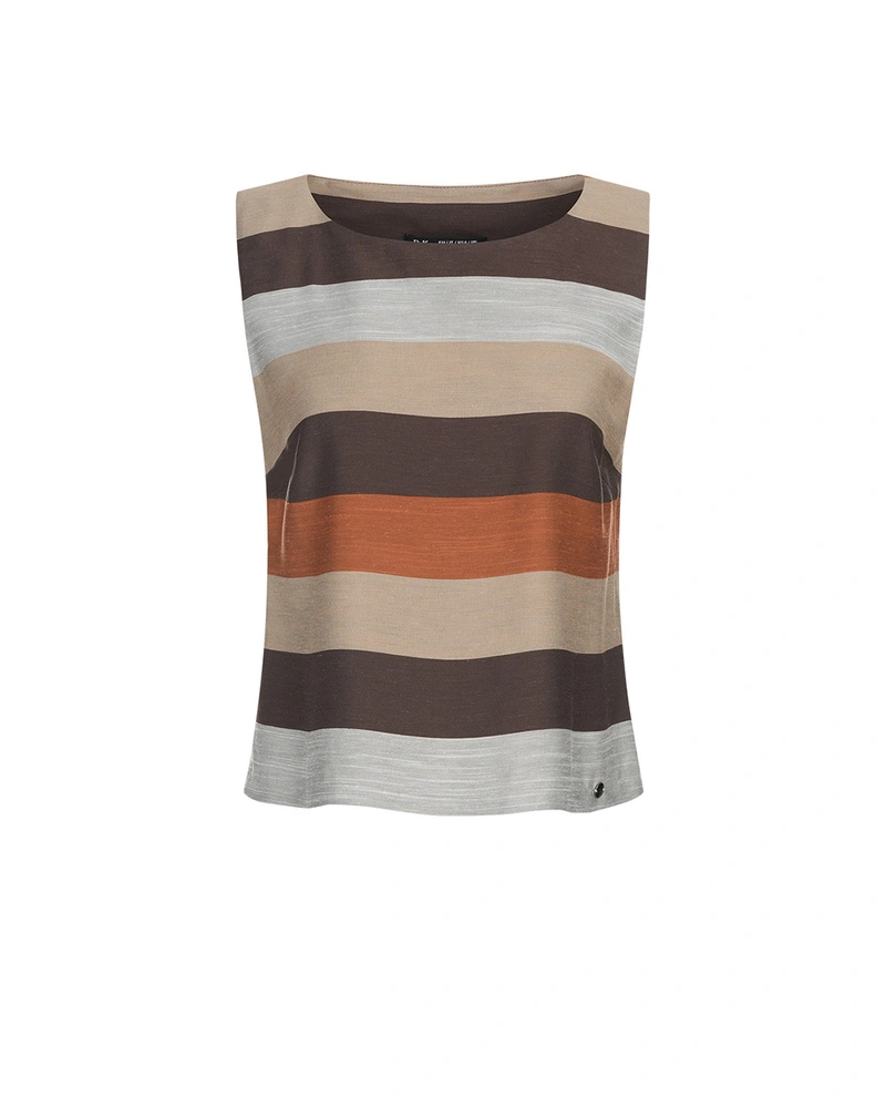Striped top in earth tones with viscose, rayon, and linen | T-shirts