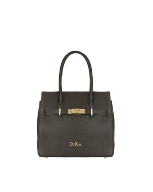 Sac en cuir structuré avec fermeture élégante et deux anses, en marron foncé | | Dika.com Sac en cuir structuré avec fermeture élégante et deux anses, en marron foncé |