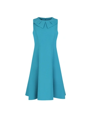 Stylish teal dress with a collared neckline | Dresses - 5