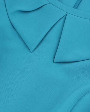 Stylish teal dress with a collared neckline | Dresses - 9