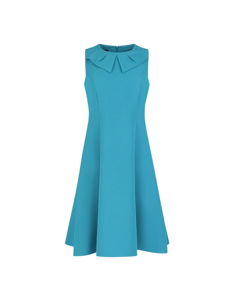 Stylish teal dress with a collared neckline | Dresses
