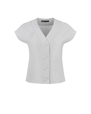 Stylish women’s blouse in linen and viscose in white | Blouses - 5